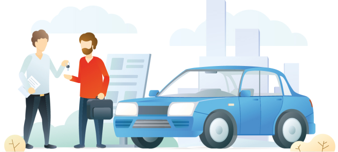 Grafika ludzi i samochodu